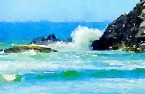 Water color painting of waves crashing on rocks.jpg
